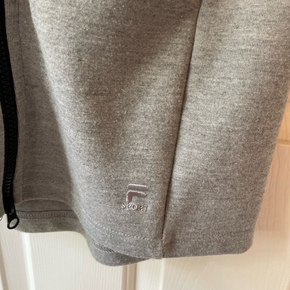 Fila Sport long fleece, zip up hooded jacket grey with black zipper, size XS - Picture 2 of 7